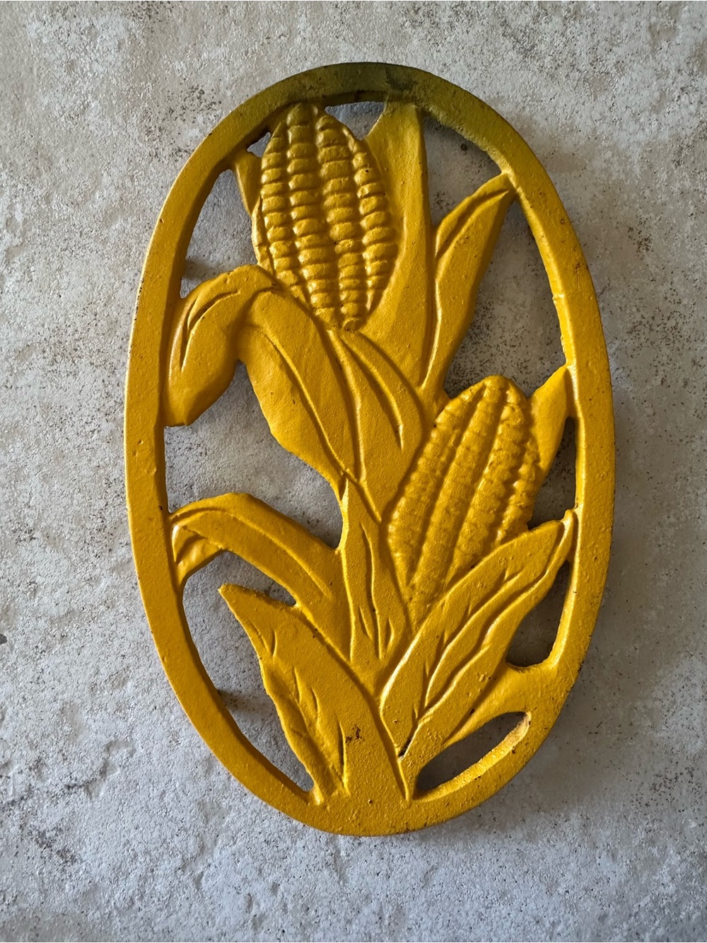 Vintage Yellow Cast Iron Corn on the Cob Trivet